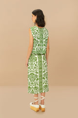 Green Delicate Tapestry LENZING™ ECOVERO™ Euroflax™ Midi Skirt – FARM Rio