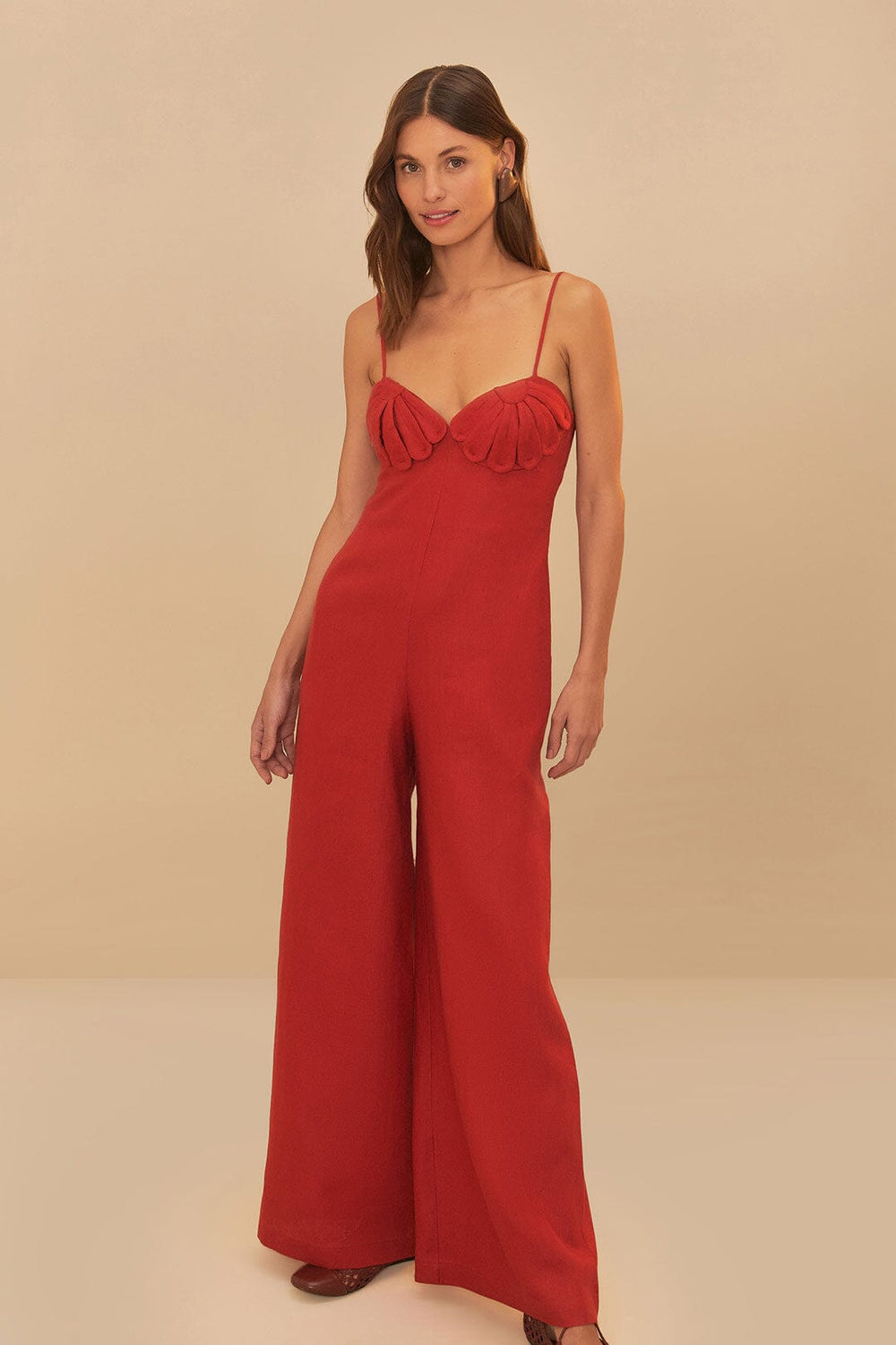 Red Petals Bodice Euroflax™ Premium Linen Jumpsuit – FARM Rio