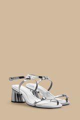 Silver Monstera Heeled Scallop Sandal – FARM Rio
