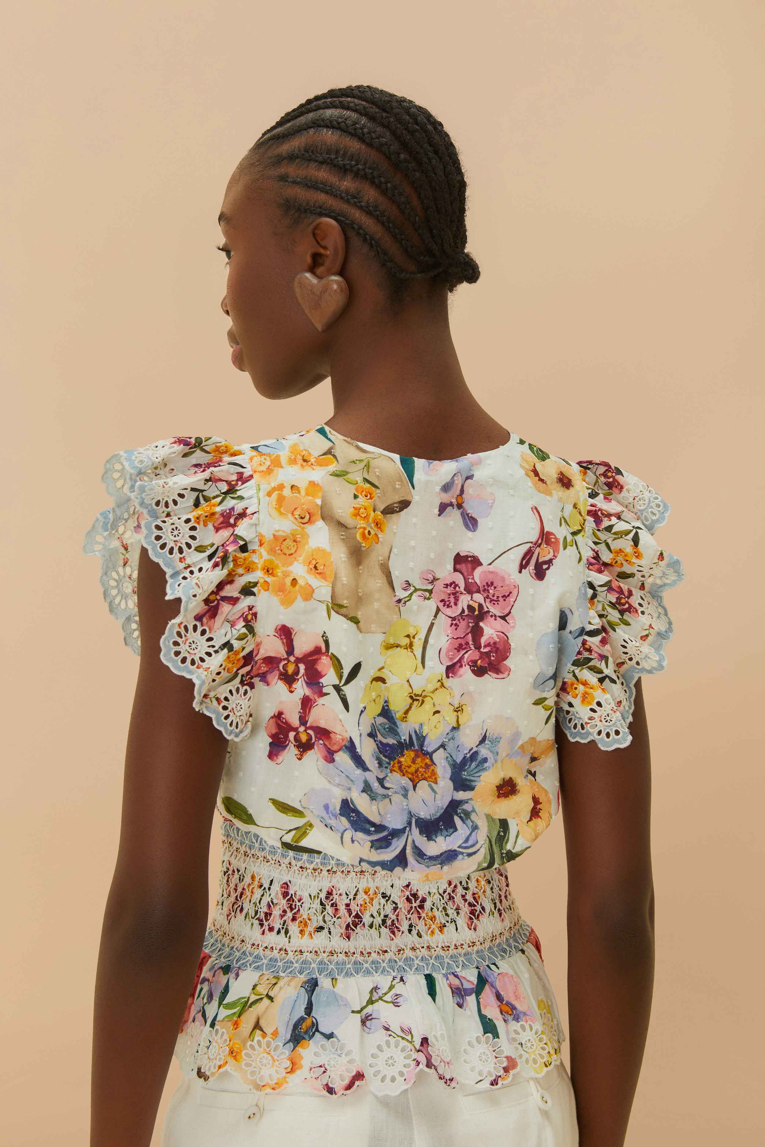 Off-White Greek Garden Smocked Blouse – FARM Rio