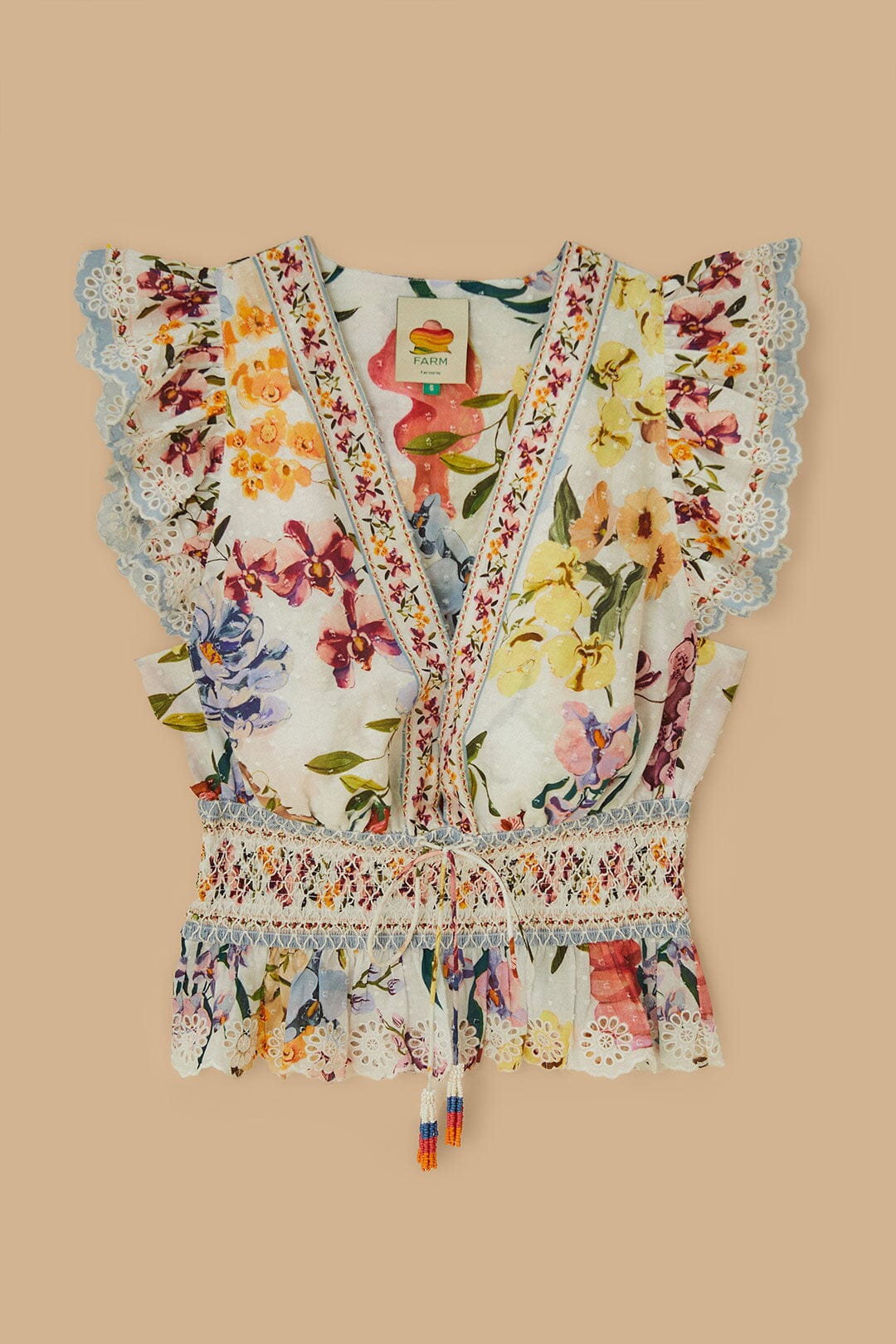 Off-White Greek Garden Smocked Blouse – FARM Rio