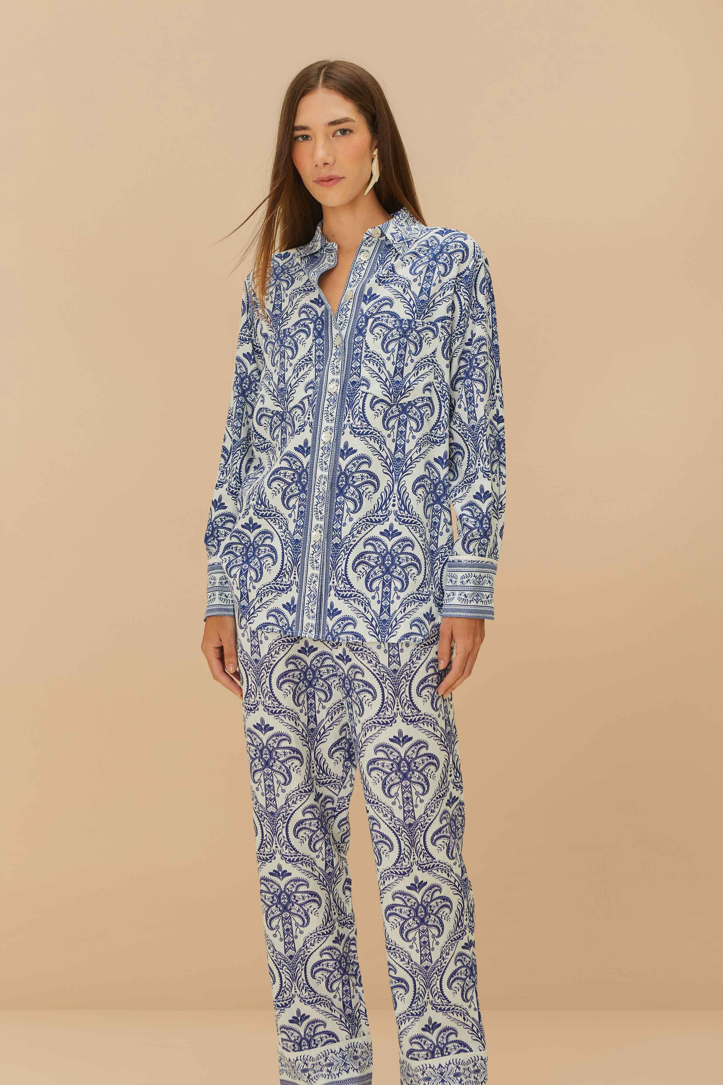 Off-White Tropical Cameo LENZING™ ECOVERO™ Euroflax™ Pajama Pants – FARM Rio