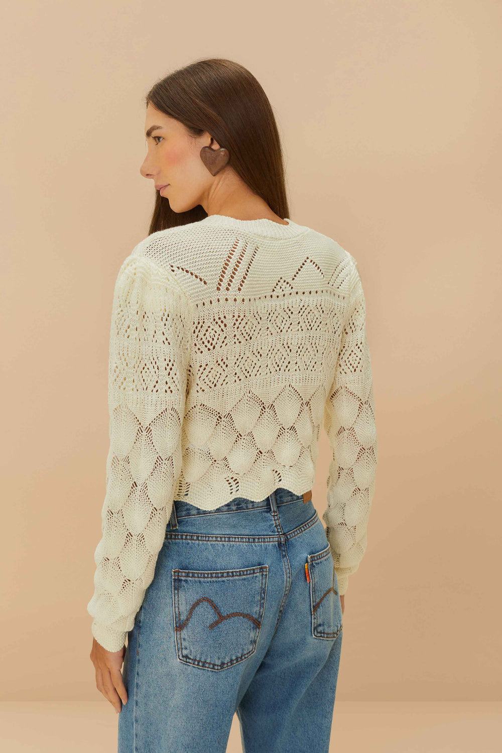 Off-White Mixed Lace Stitch Cardigan – FARM Rio