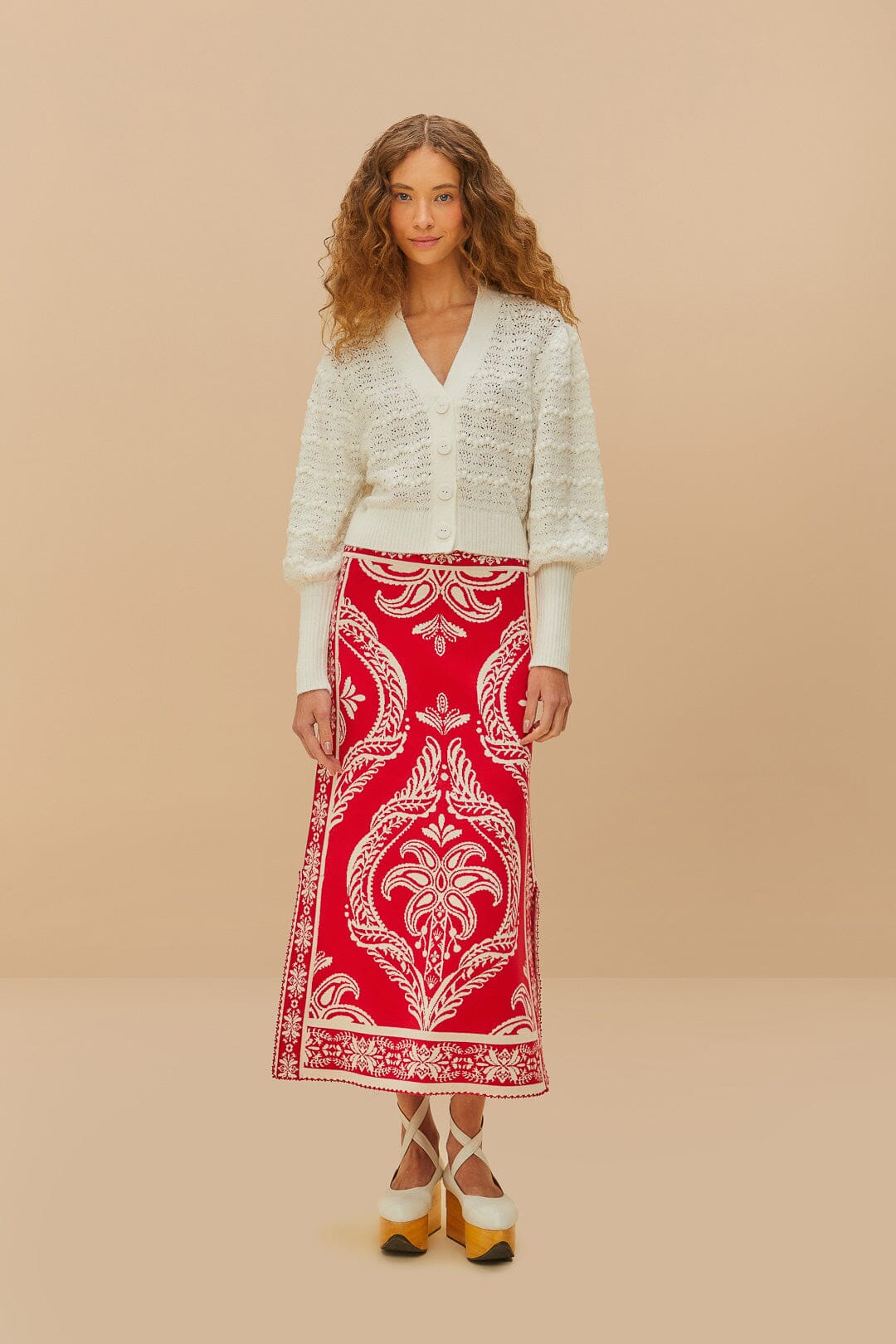 White Lace Stitch Knit Crop Cardigan – FARM Rio