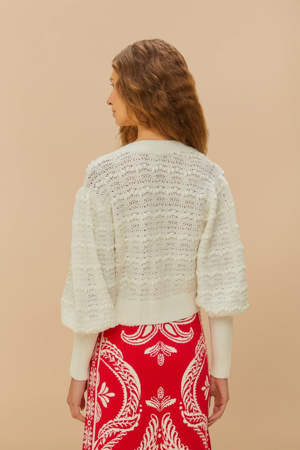 White Lace Stitch Knit Crop Cardigan – FARM Rio