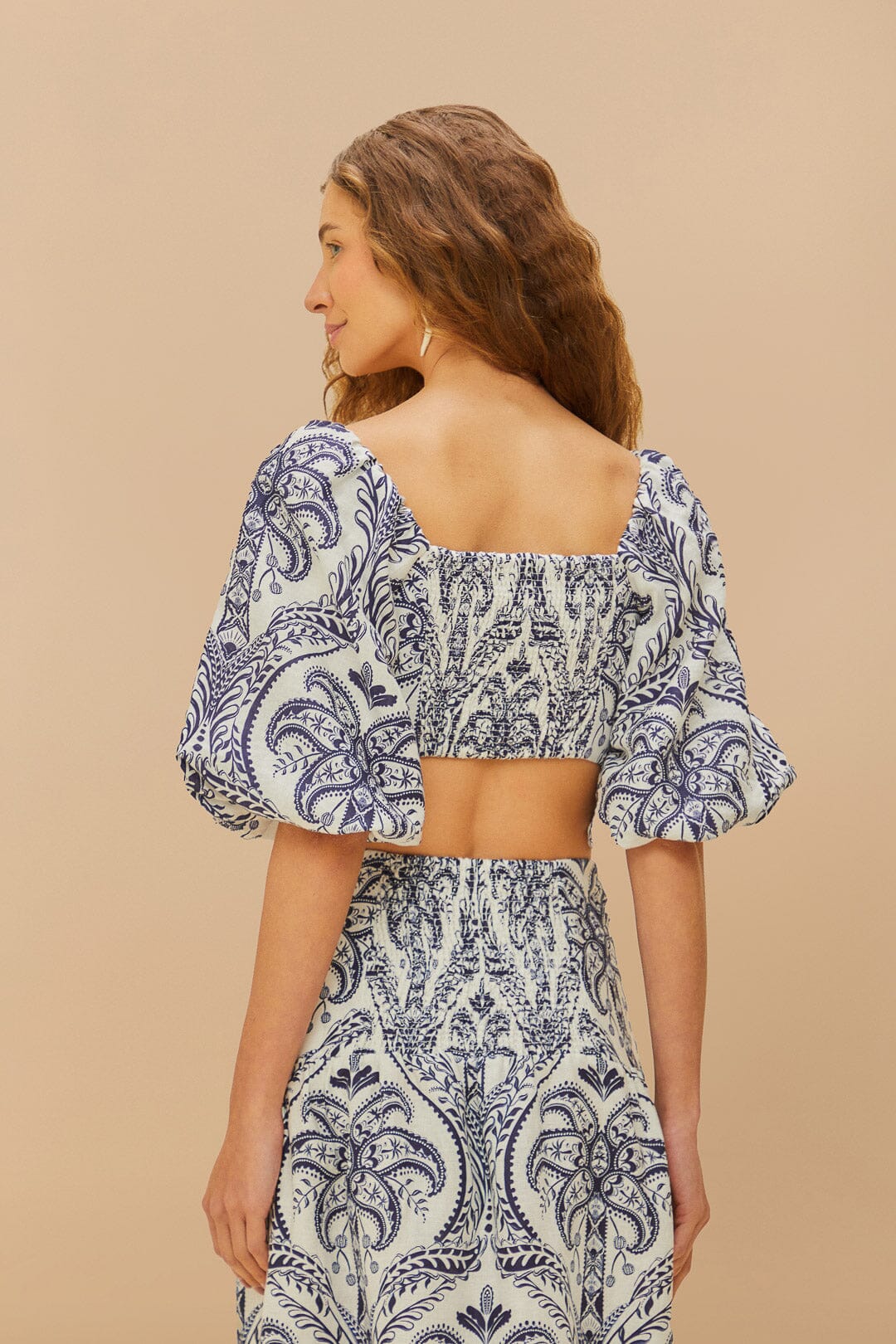 Off-White Tropical Cameo Euroflax™ Premium Linen Blouse – FARM Rio