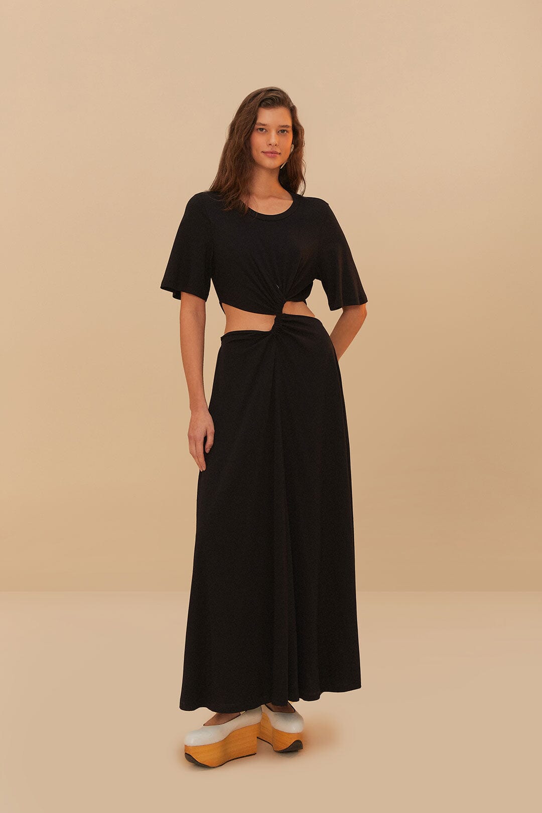 Black Cut-Out Short Sleeve Midi Dress – FARM Rio