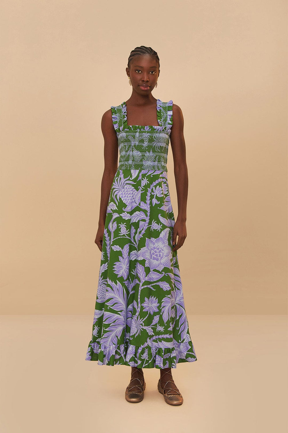 Green Tropical Swing Sleeveless Midi Dress – FARM Rio