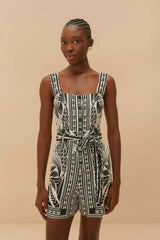 Off-White Monochrome Elegance Scarf LENZING™ ECOVERO™ Euroflax™ Romper – FARM Rio