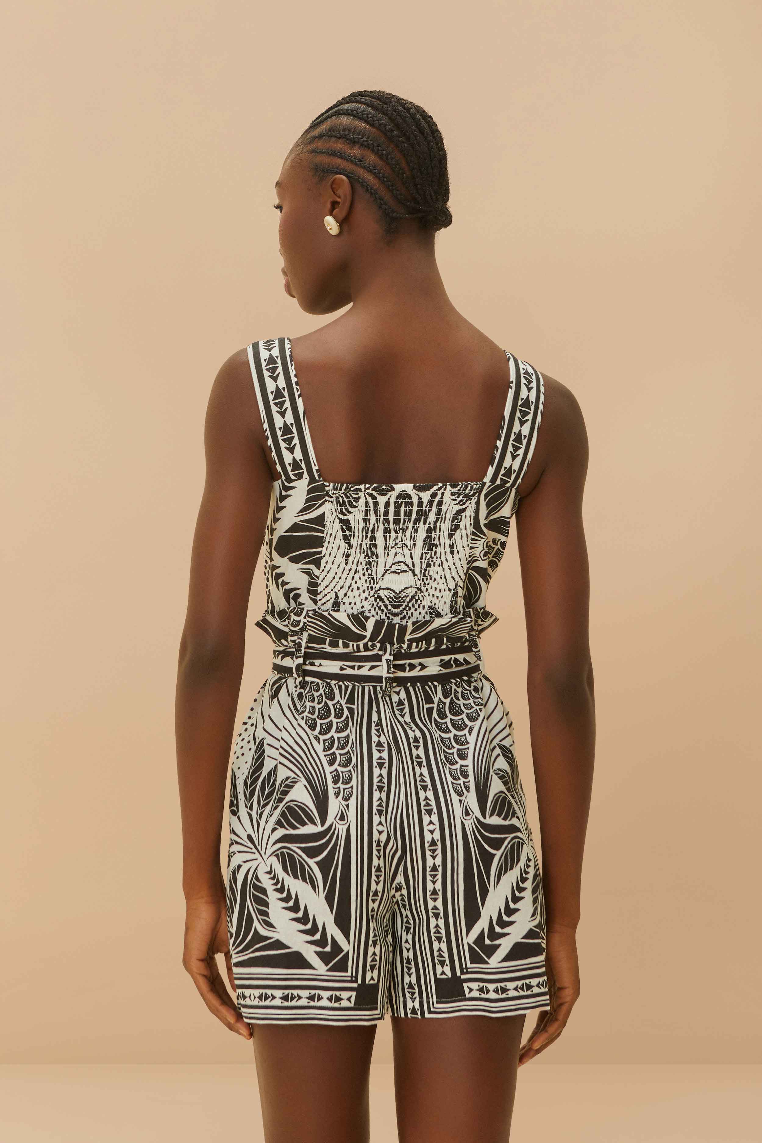 Off-White Monochrome Elegance Scarf LENZING™ ECOVERO™ Euroflax™ Romper – FARM Rio