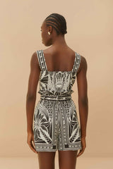 Off-White Monochrome Elegance Scarf LENZING™ ECOVERO™ Euroflax™ Romper – FARM Rio