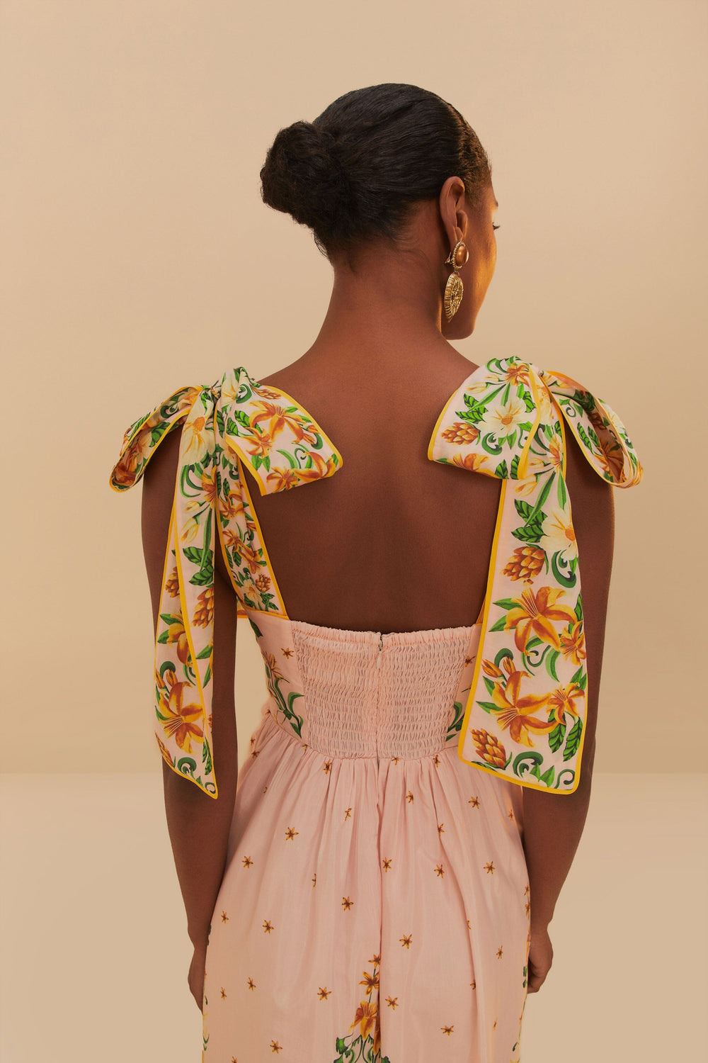 Pink Botanical Beauty Shoulder Bow Midi Dress – FARM Rio