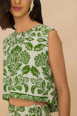 Green Delicate Tapestry LENZING™ ECOVERO™ Euroflax™ Blouse – FARM Rio