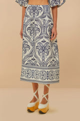 Off-White Tropical Cameo Euroflax™ Premium Linen Midi Skirt – FARM Rio