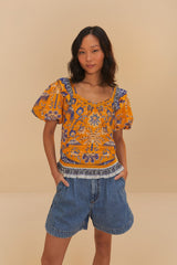 Denim Pleated Shorts – FARM Rio