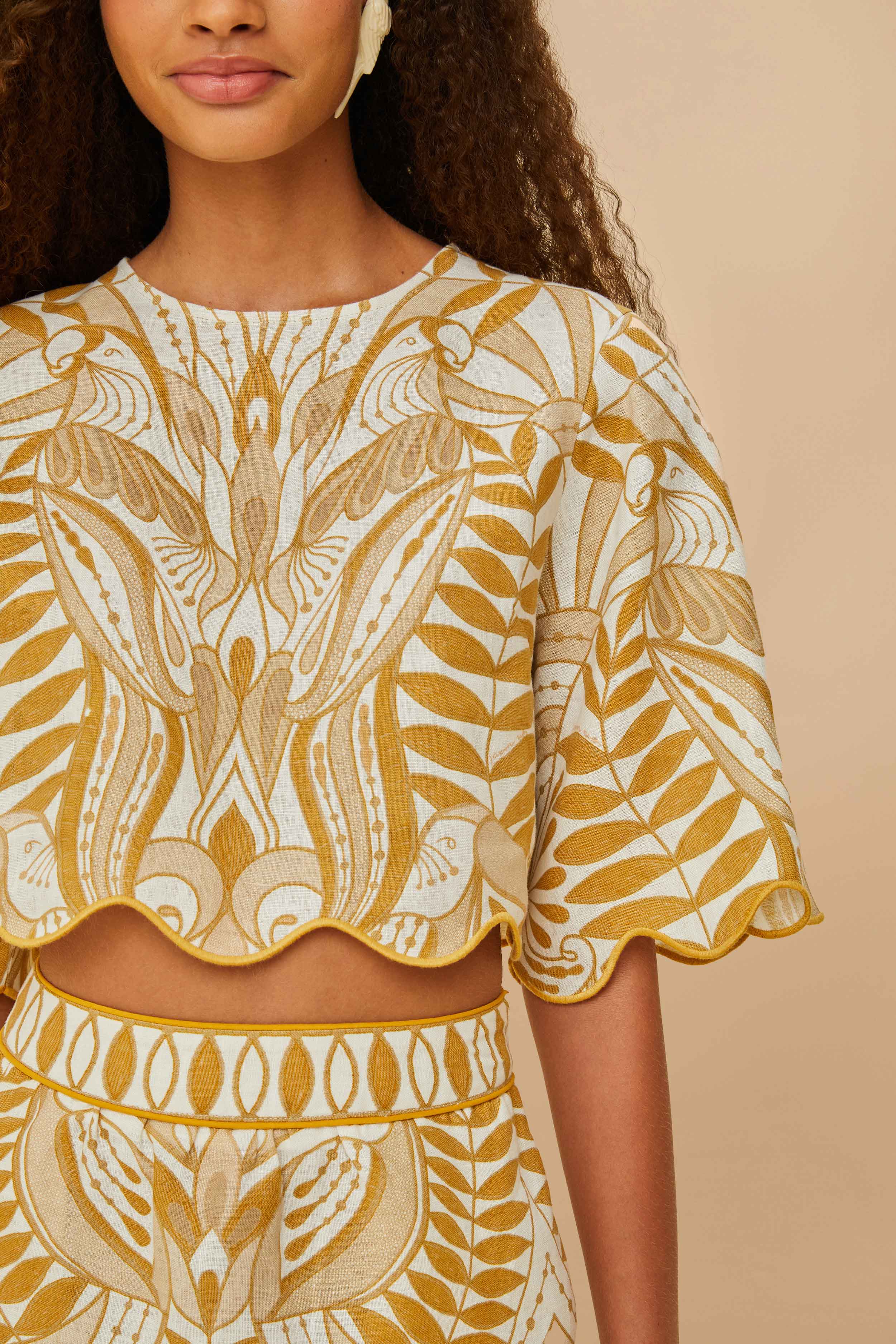 Off-White Lace Nature Euroflax™ Premium Linen Blouse – FARM Rio