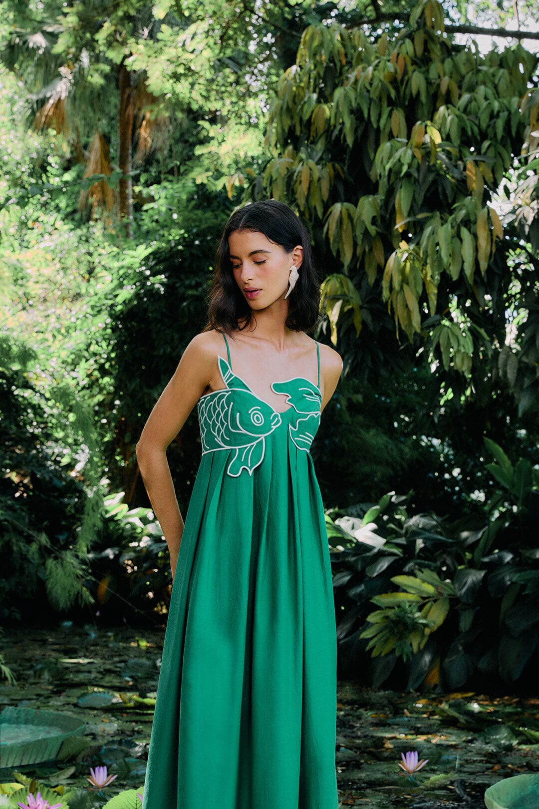 Green Fish Top LENZING™ ECOVERO™ Euroflax™ Maxi Dress – FARM Rio