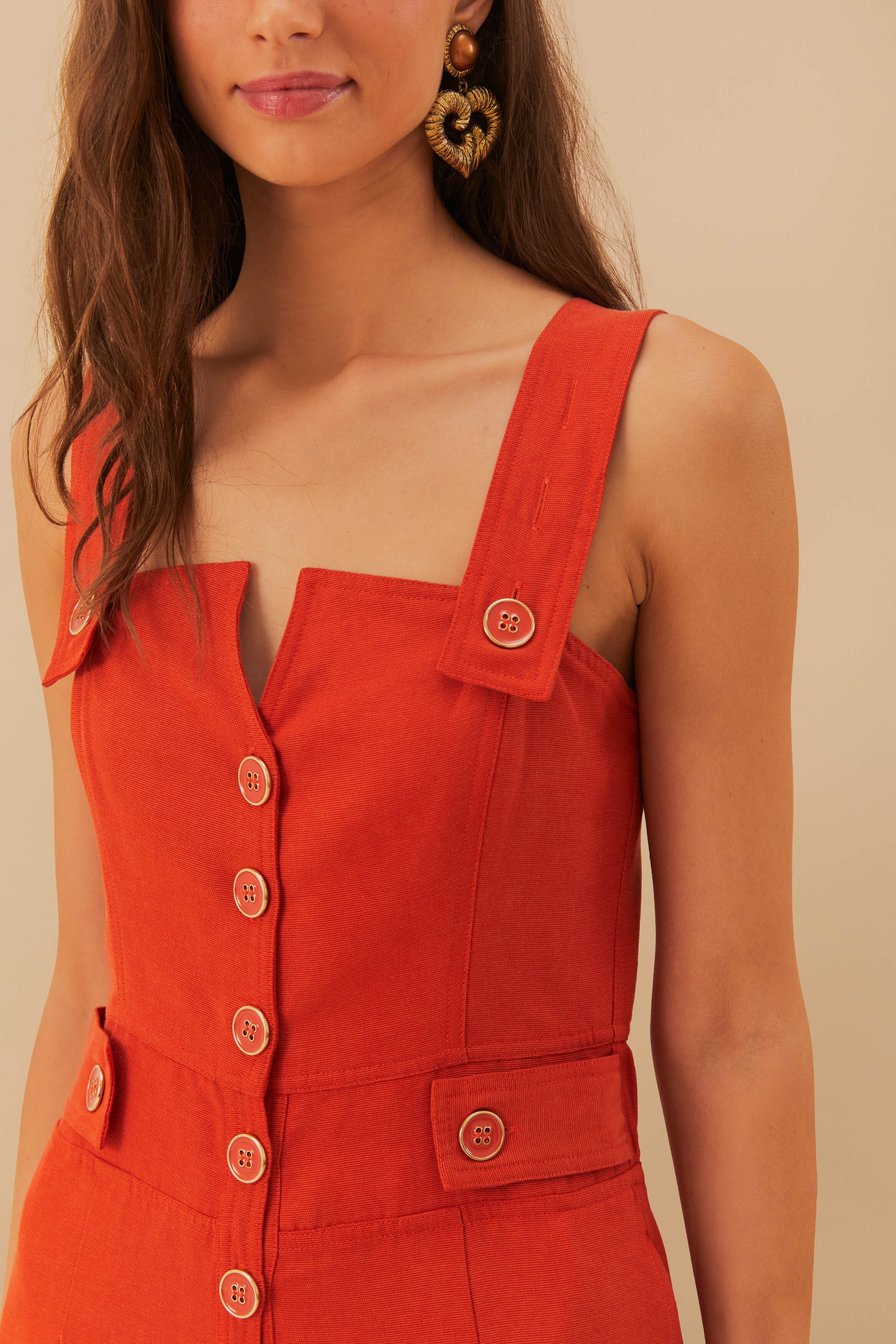 Orange Asymmetric Sleeveless Dungaree – FARM Rio