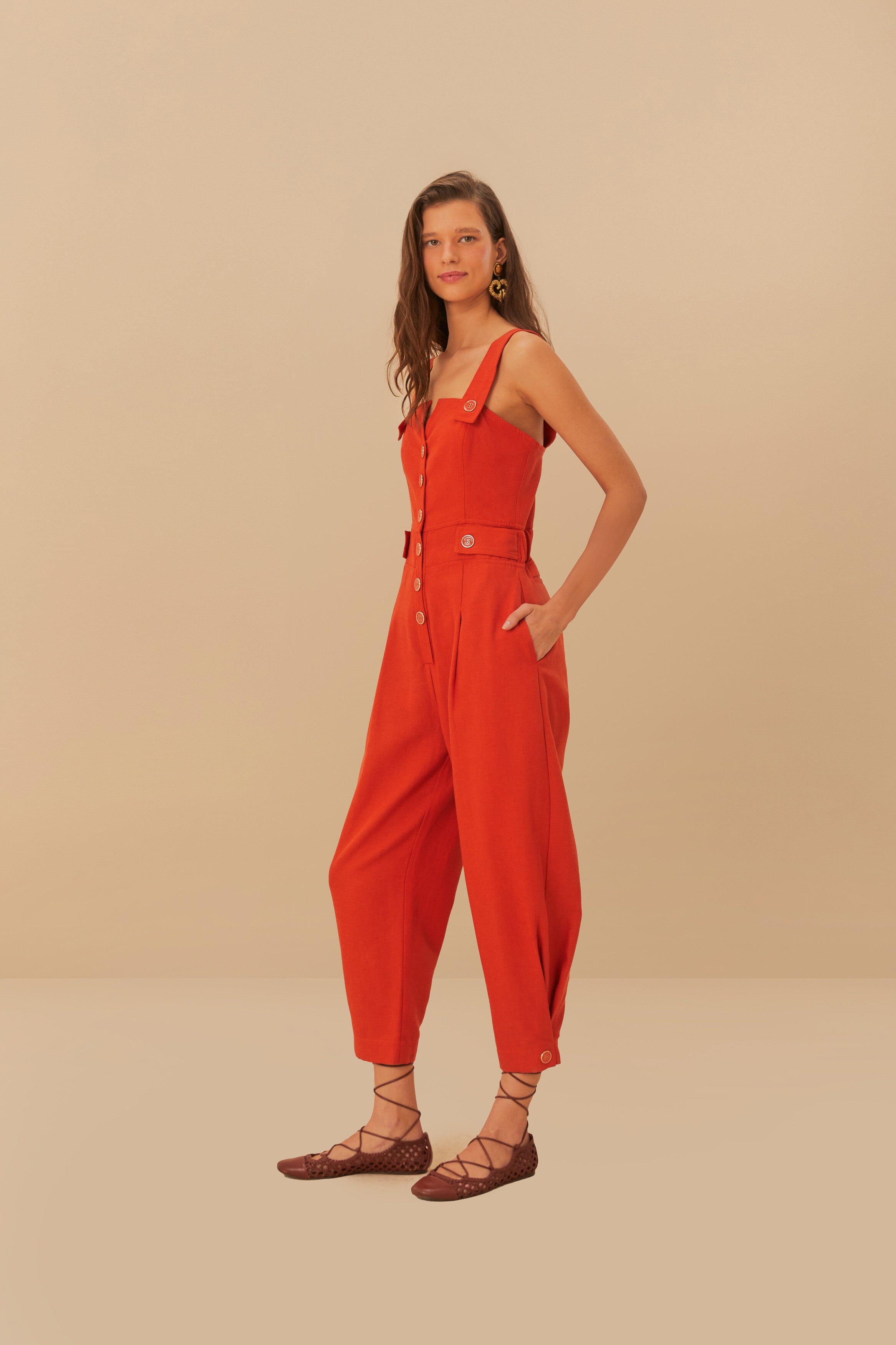 Orange Asymmetric Sleeveless Dungaree – FARM Rio