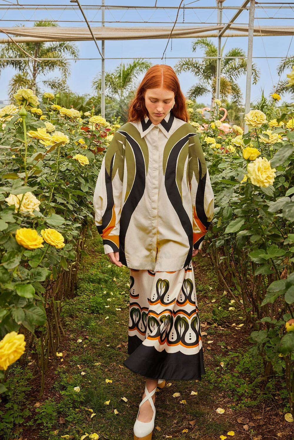 Off-White Coconut Tree Flow Pleated Blouse – FARM Rio