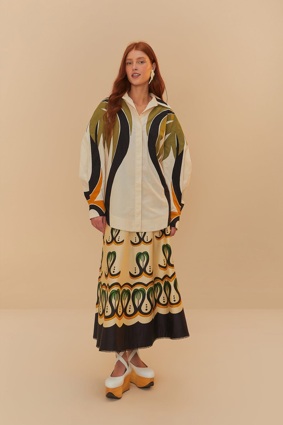 Off-White Coconut Tree Flow Pleated Blouse – FARM Rio