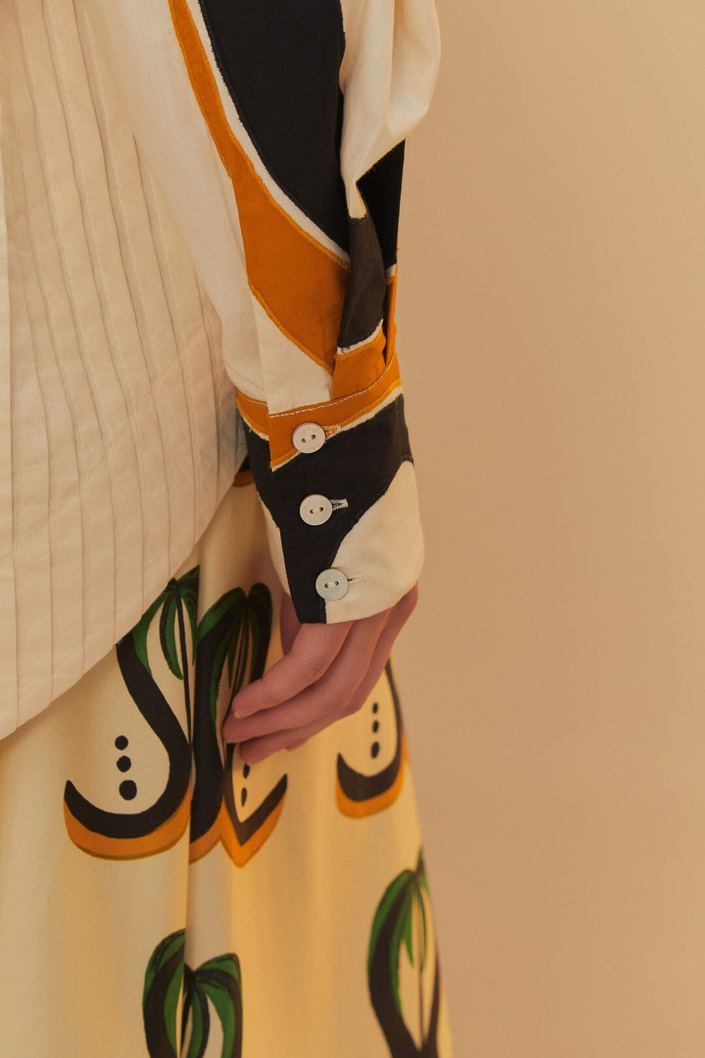 Off-White Coconut Tree Flow Pleated Blouse – FARM Rio