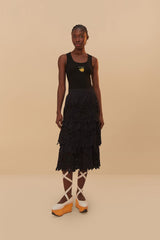 Black Daisy Embroidered Midi Skirt – FARM Rio