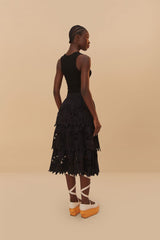 Black Daisy Embroidered Midi Skirt – FARM Rio