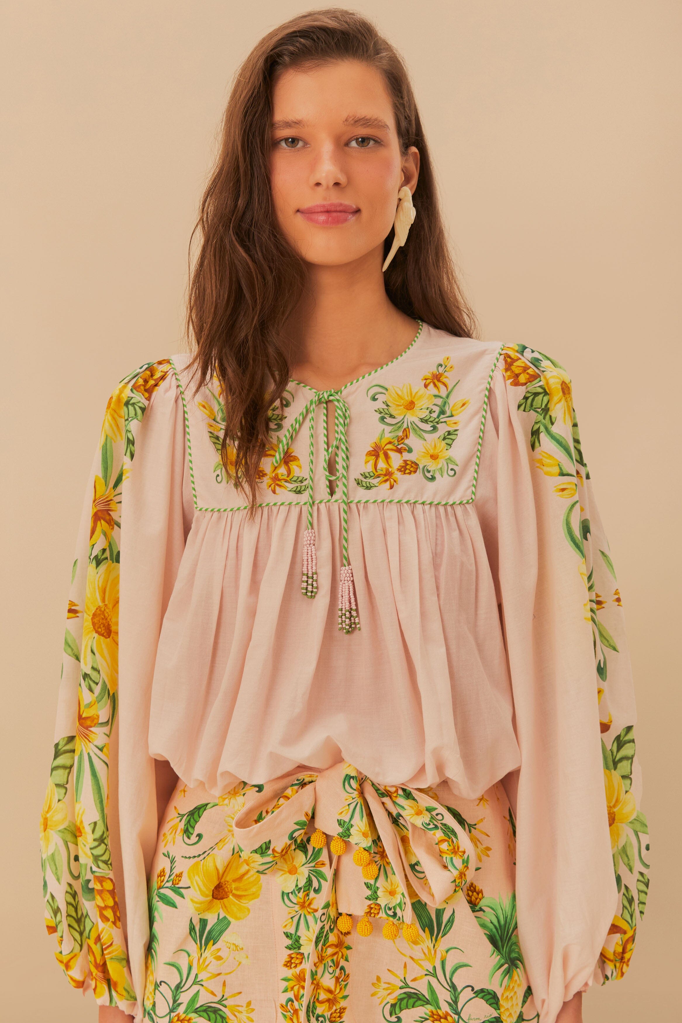 Pink Botanical Beauty Long Sleeve Blouse – FARM Rio