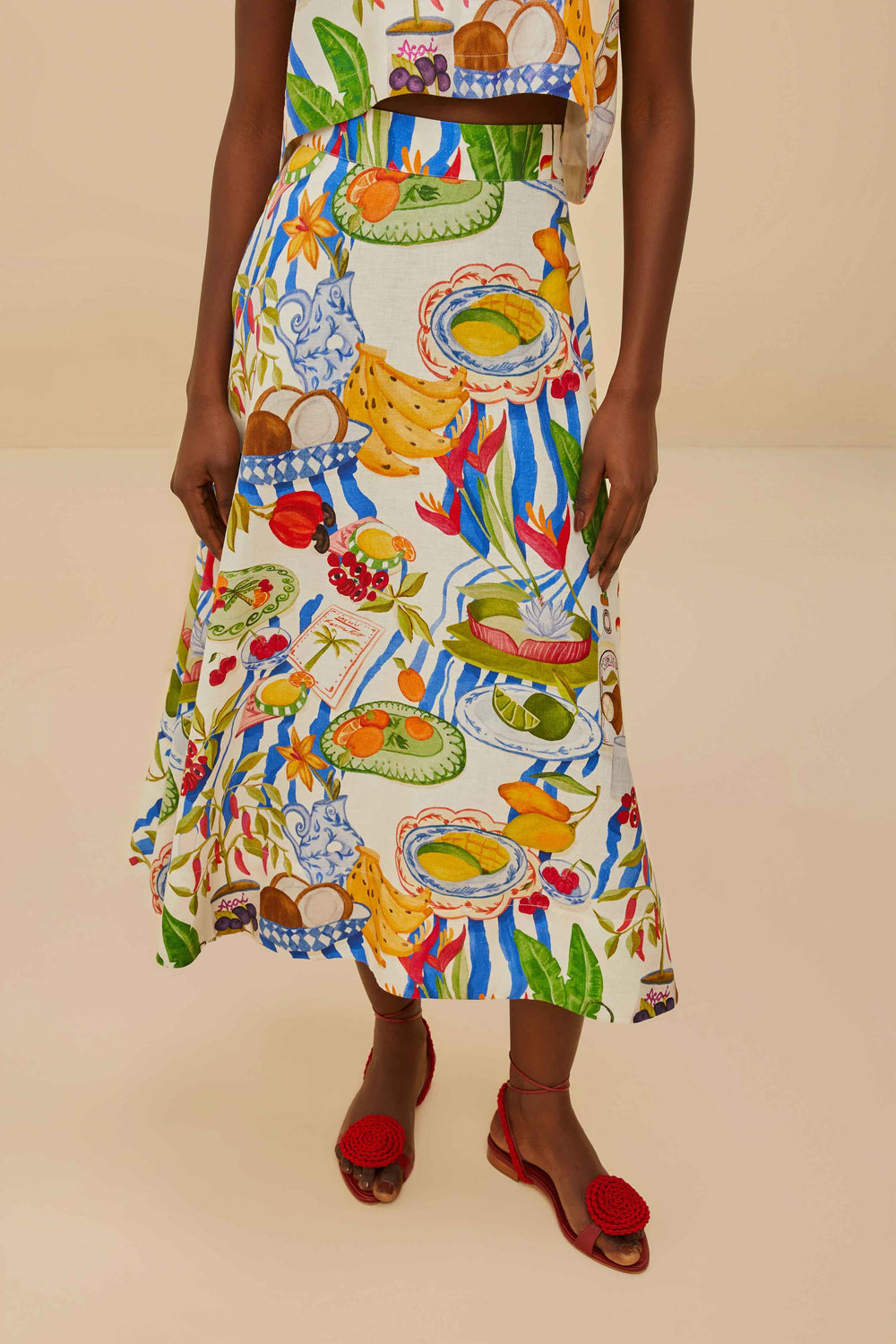 Off-White Fresh Table LENZING™ ECOVERO™ Euroflax™ Midi Skirt – FARM Rio