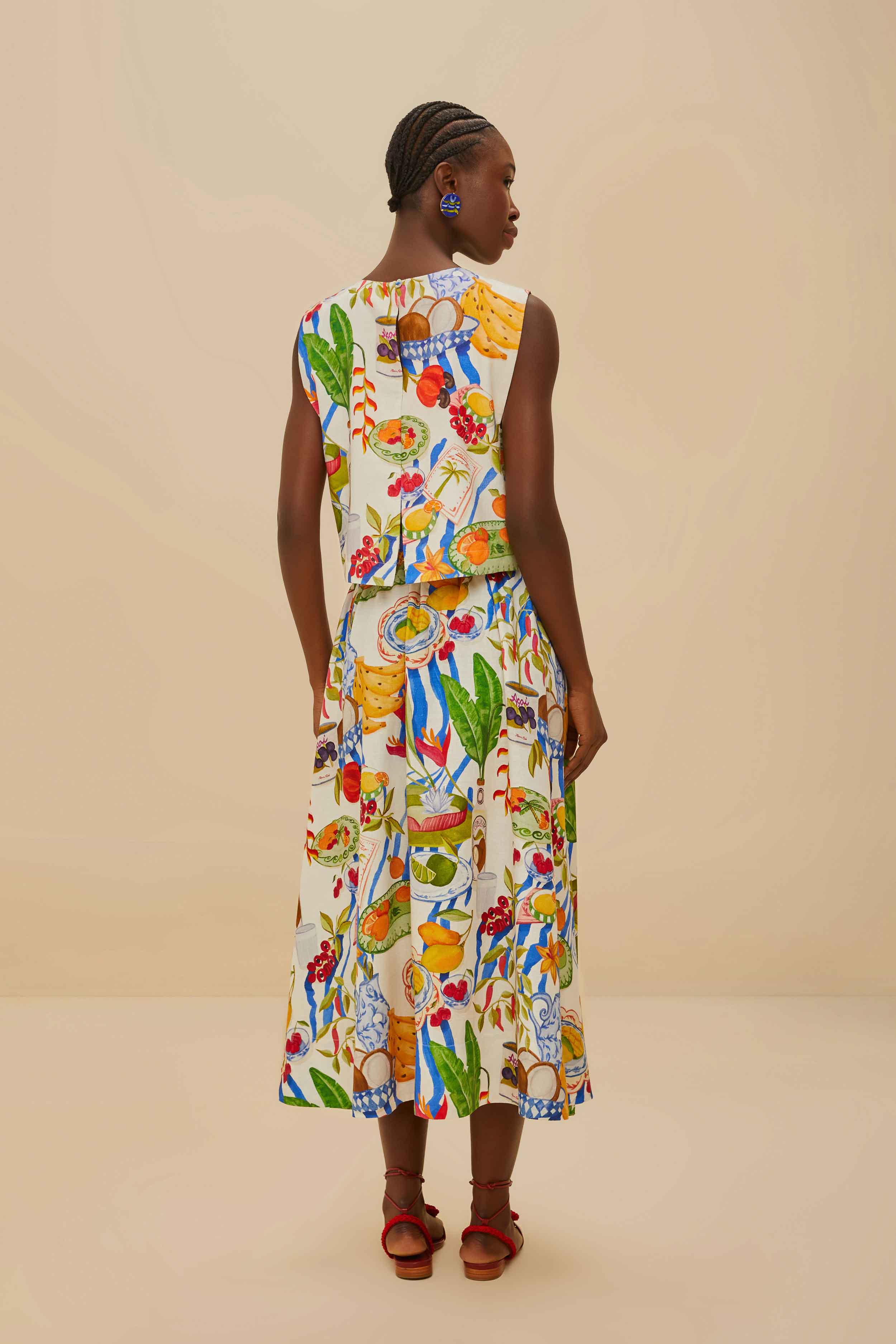 Off-White Fresh Table LENZING™ ECOVERO™ Euroflax™ Midi Skirt – FARM Rio