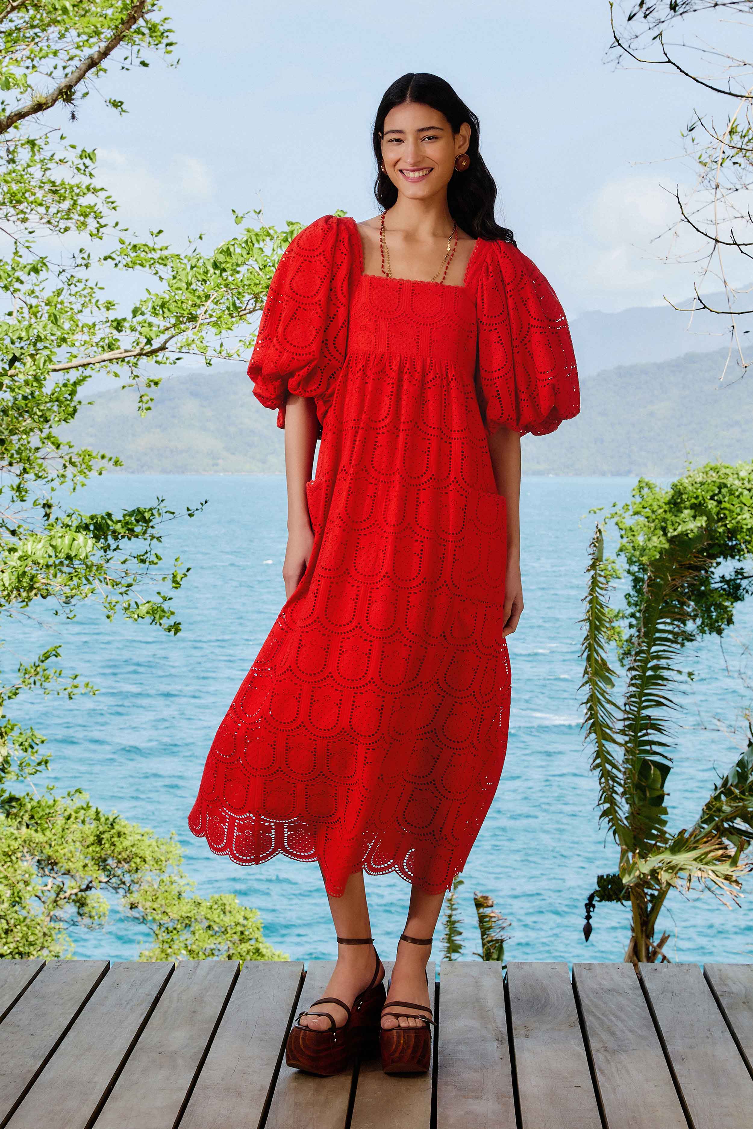 Red Pineapple Eyelet Maxi Dress – FARM Rio