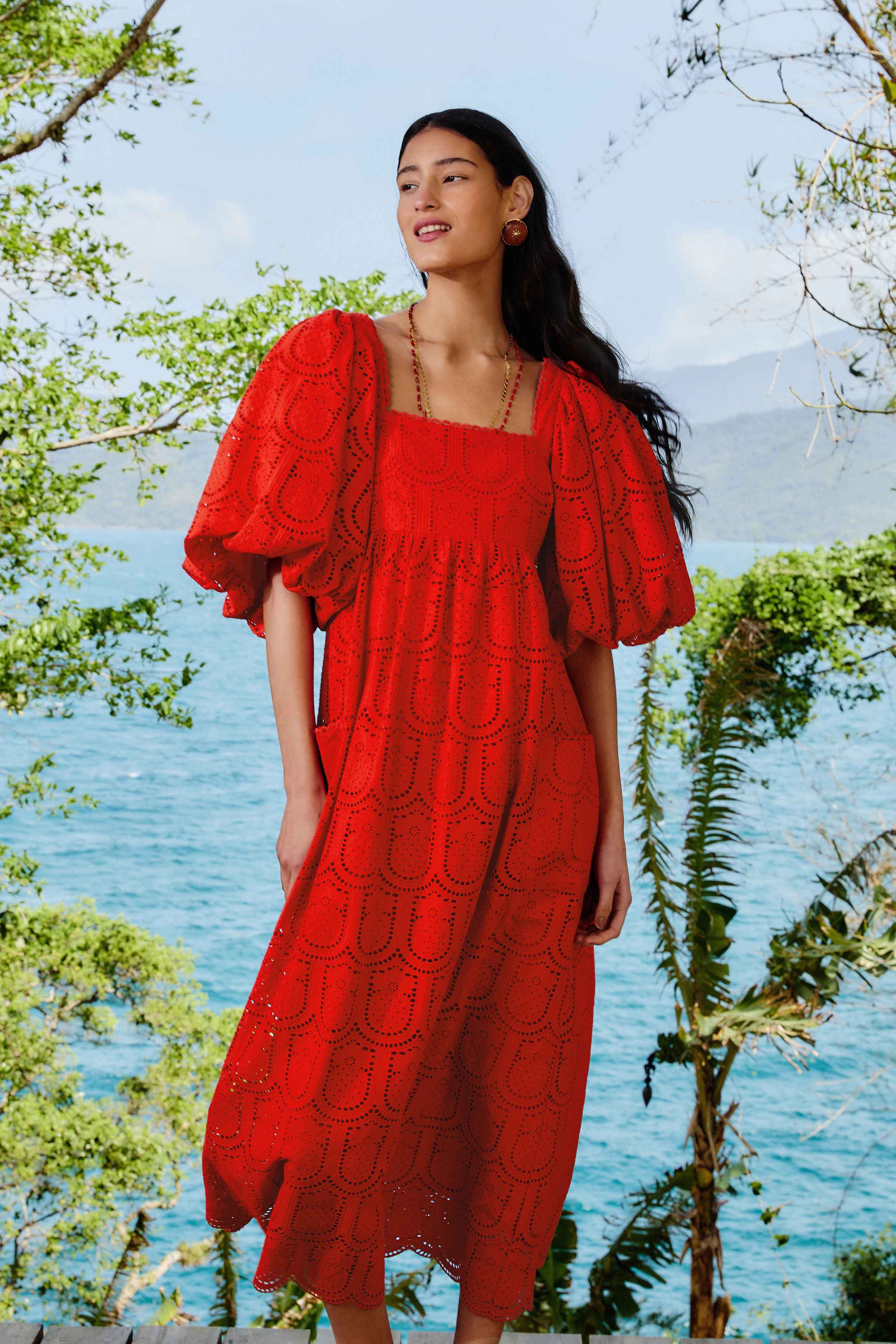 Red Pineapple Eyelet Maxi Dress – FARM Rio