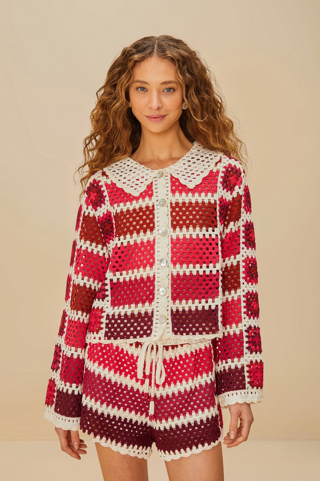 Red Colorful Crochet Tiles Shorts – FARM Rio