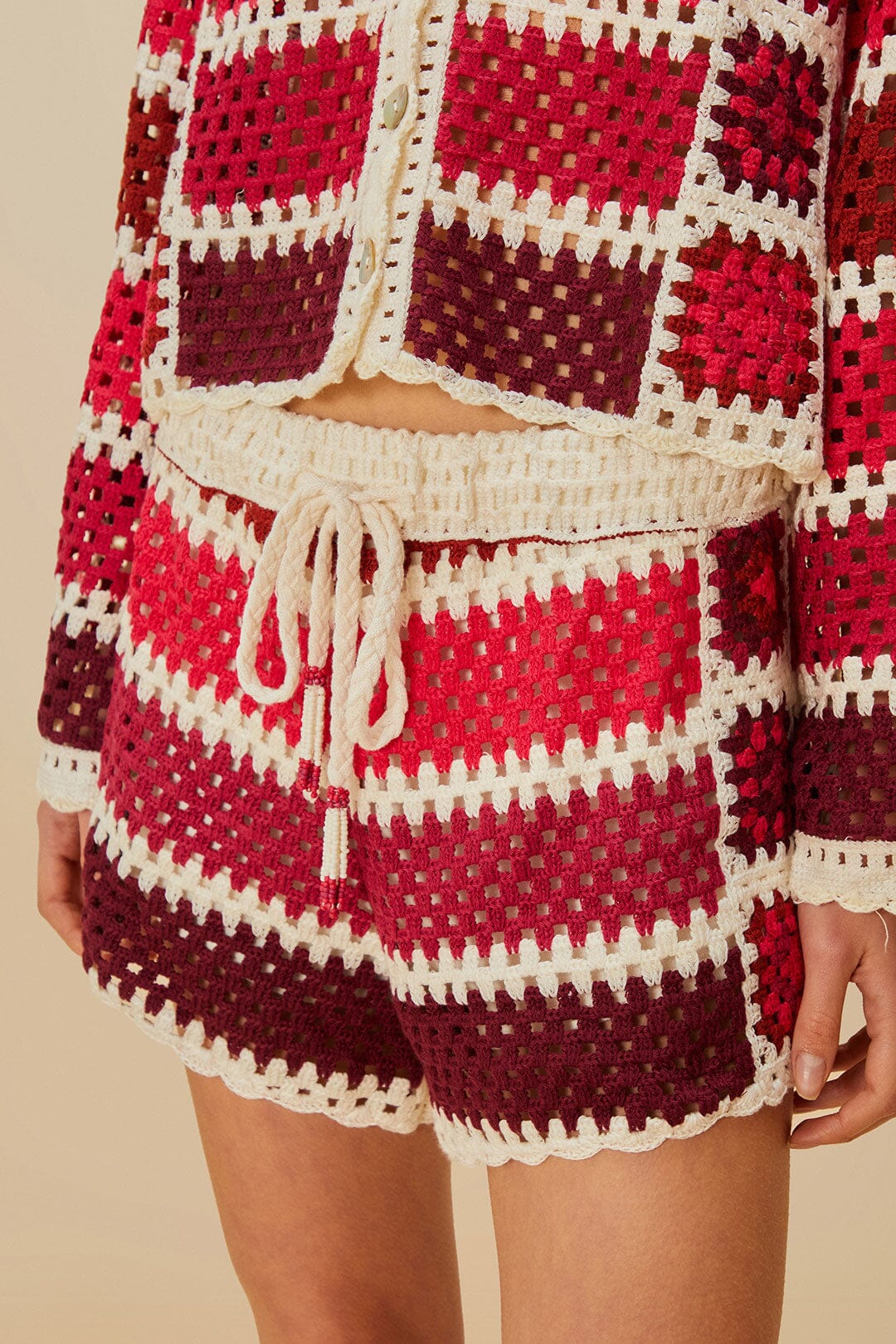 Red Colorful Crochet Tiles Shorts – FARM Rio