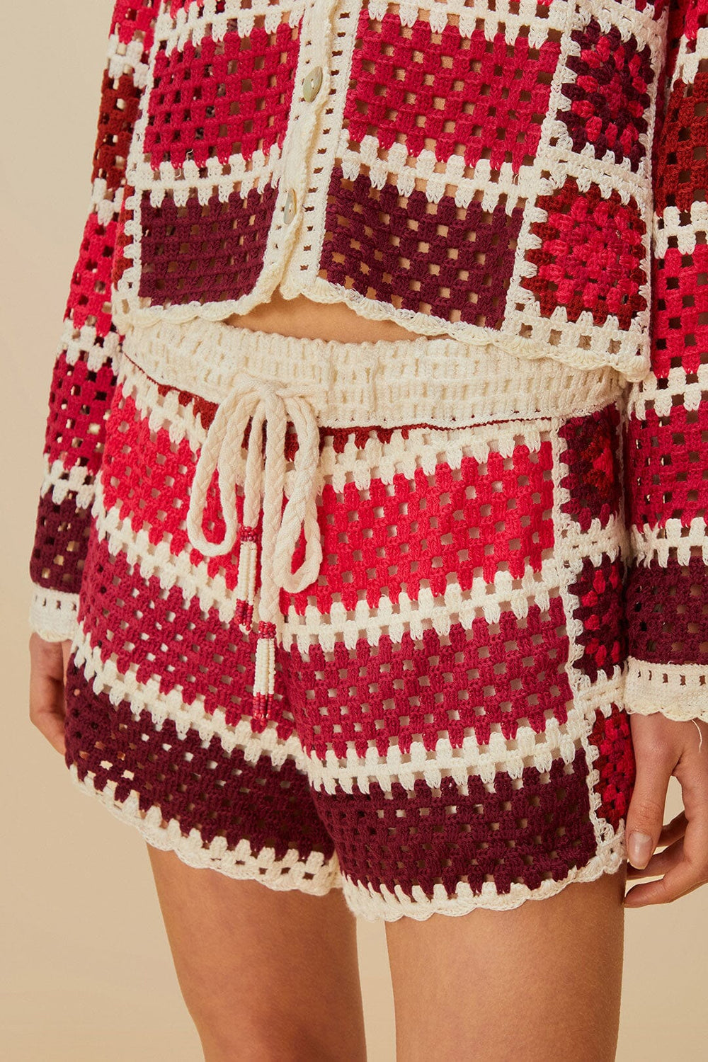 Red Colorful Crochet Tiles Shorts – FARM Rio