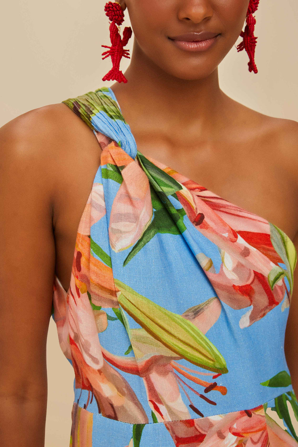 Blue Lily Bloom Euroflax™ Premium Linen Midi Dress – FARM Rio