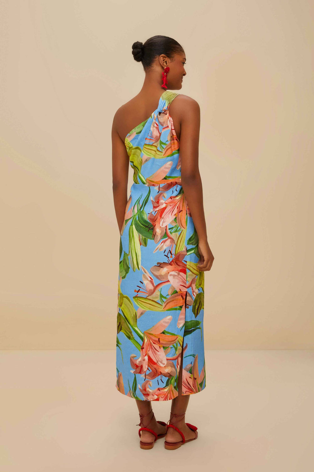 Blue Lily Bloom Euroflax™ Premium Linen Midi Dress – FARM Rio