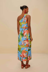 Blue Lily Bloom Euroflax™ Premium Linen Midi Dress – FARM Rio