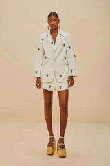 Off-White Embroidered Coconut Tree Shorts – FARM Rio