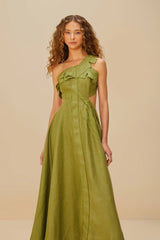 Green Palm Tree Euroflax™ Premium Linen Maxi Dress – FARM Rio