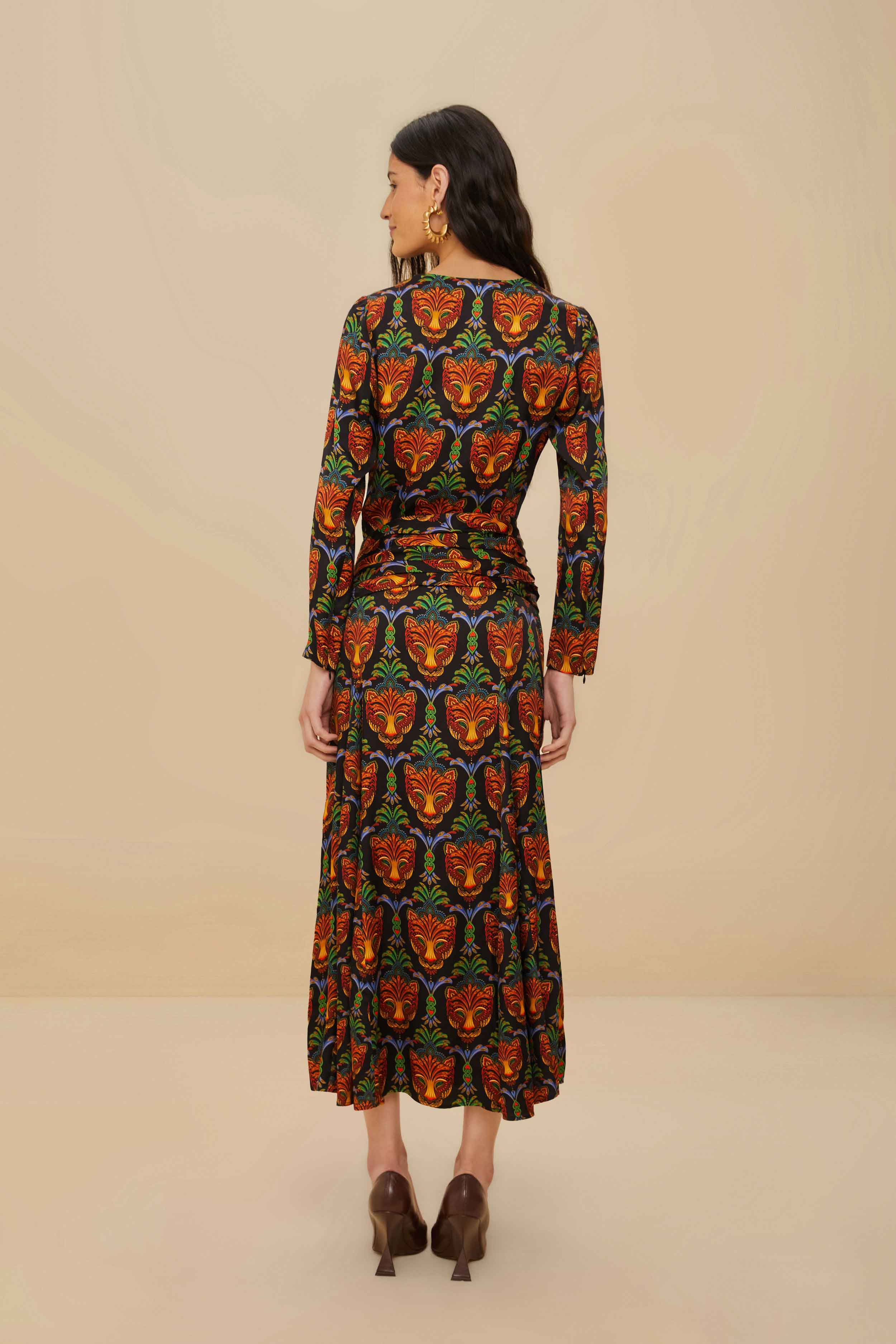 Black Boho Panther LENZING™ ECOVERO™ Viscose Midi Dress – FARM Rio