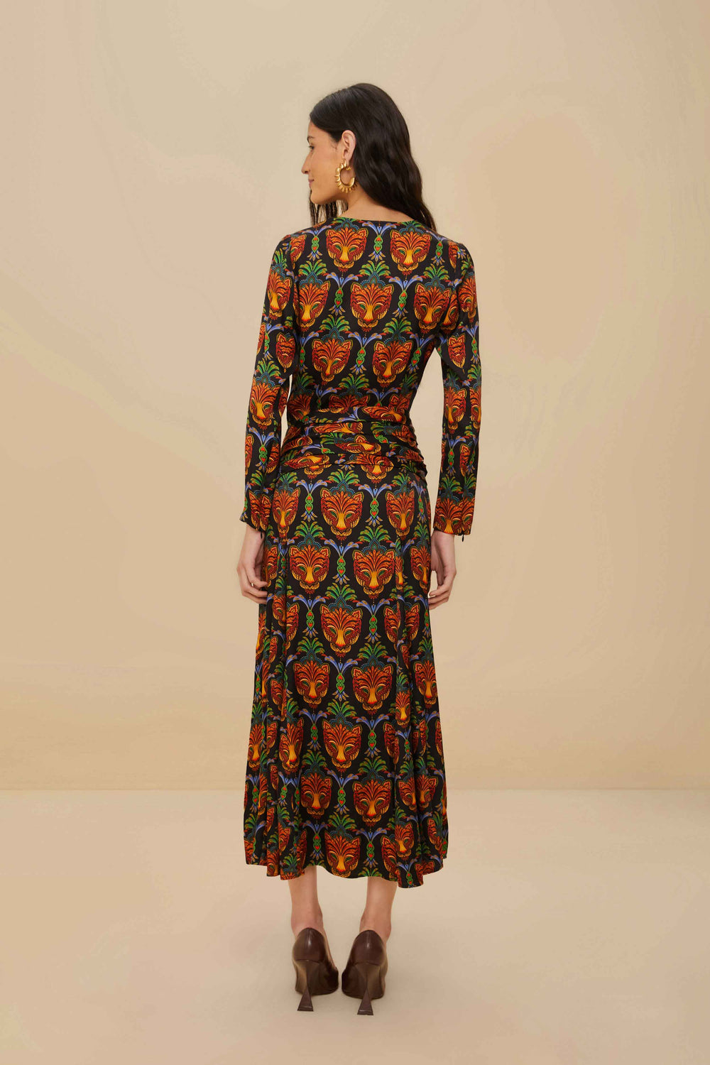 Black Boho Panther LENZING™ ECOVERO™ Viscose Midi Dress – FARM Rio
