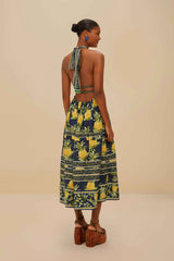 Delicate Pineapple Navy Blue Midi Dress Sleeveless – FARM Rio