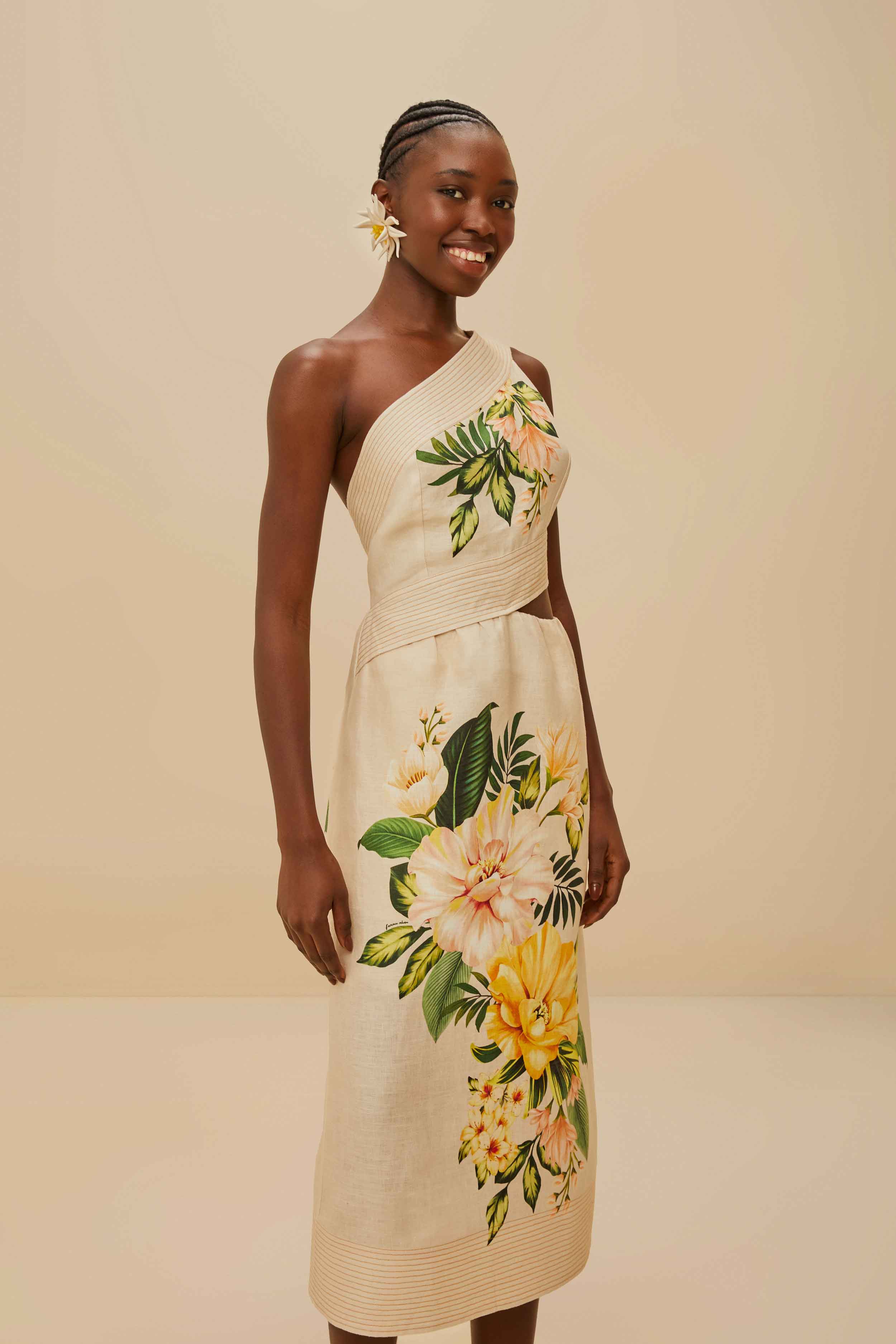 Garden Cascade Sand Midi Dress – FARM Rio