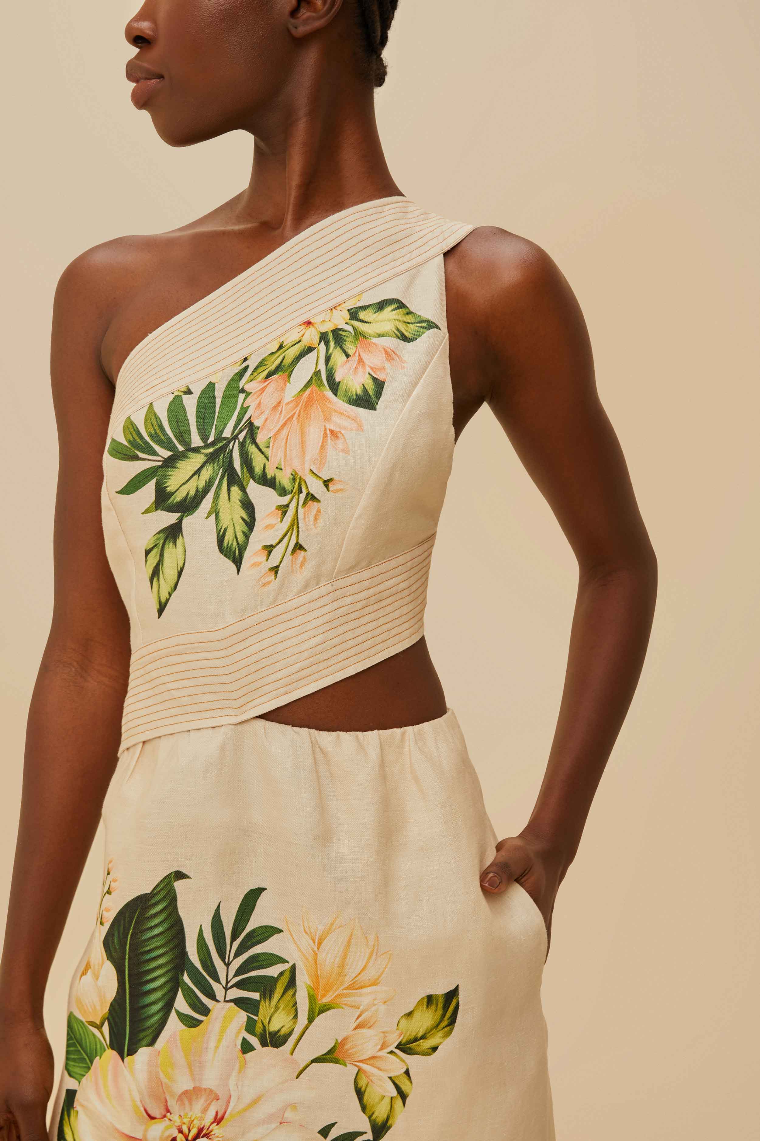 Garden Cascade Sand Midi Dress – FARM Rio