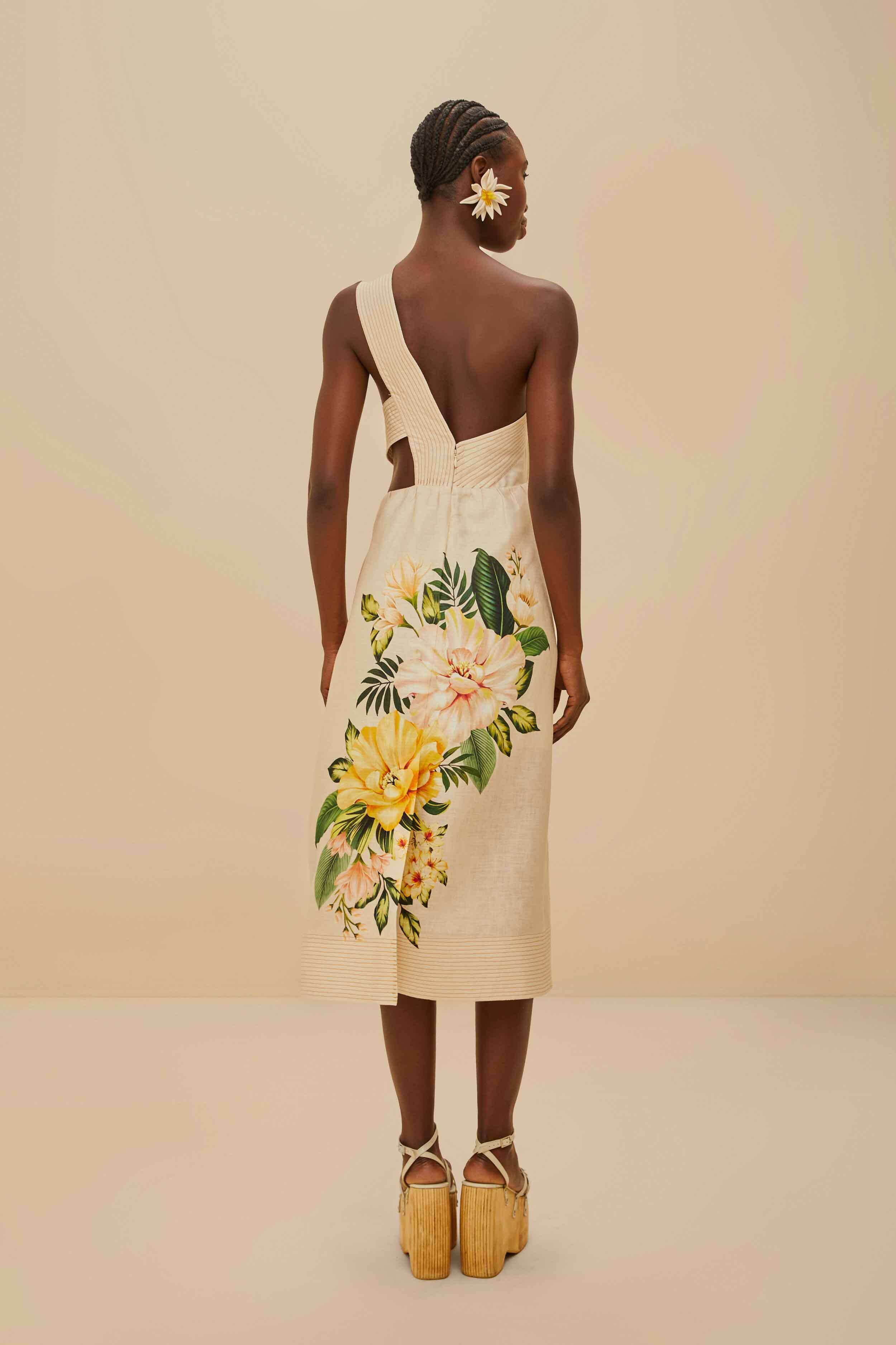 Garden Cascade Sand Midi Dress – FARM Rio