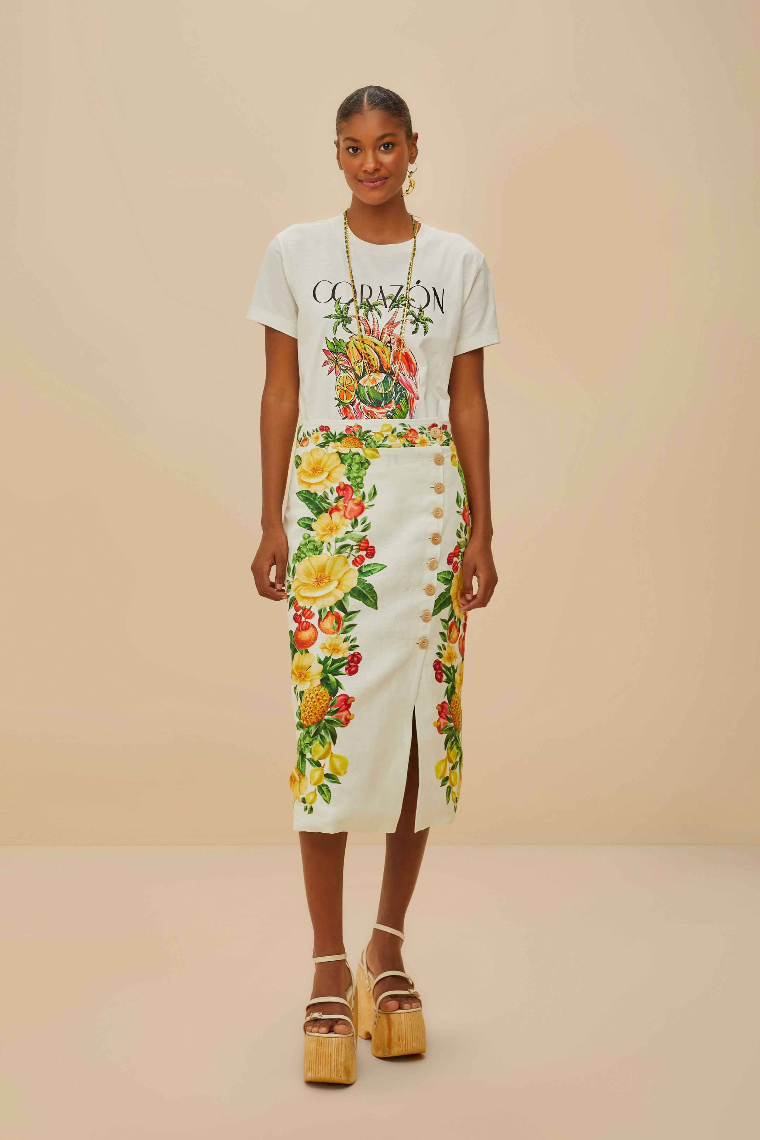 Off-White Corazón Tropical Organic Cotton T-Shirt – FARM Rio