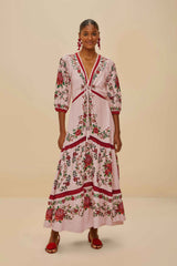 Pink Flower Tapestry LENZING™ ECOVERO™ Euroflax™ Maxi Dress – FARM Rio