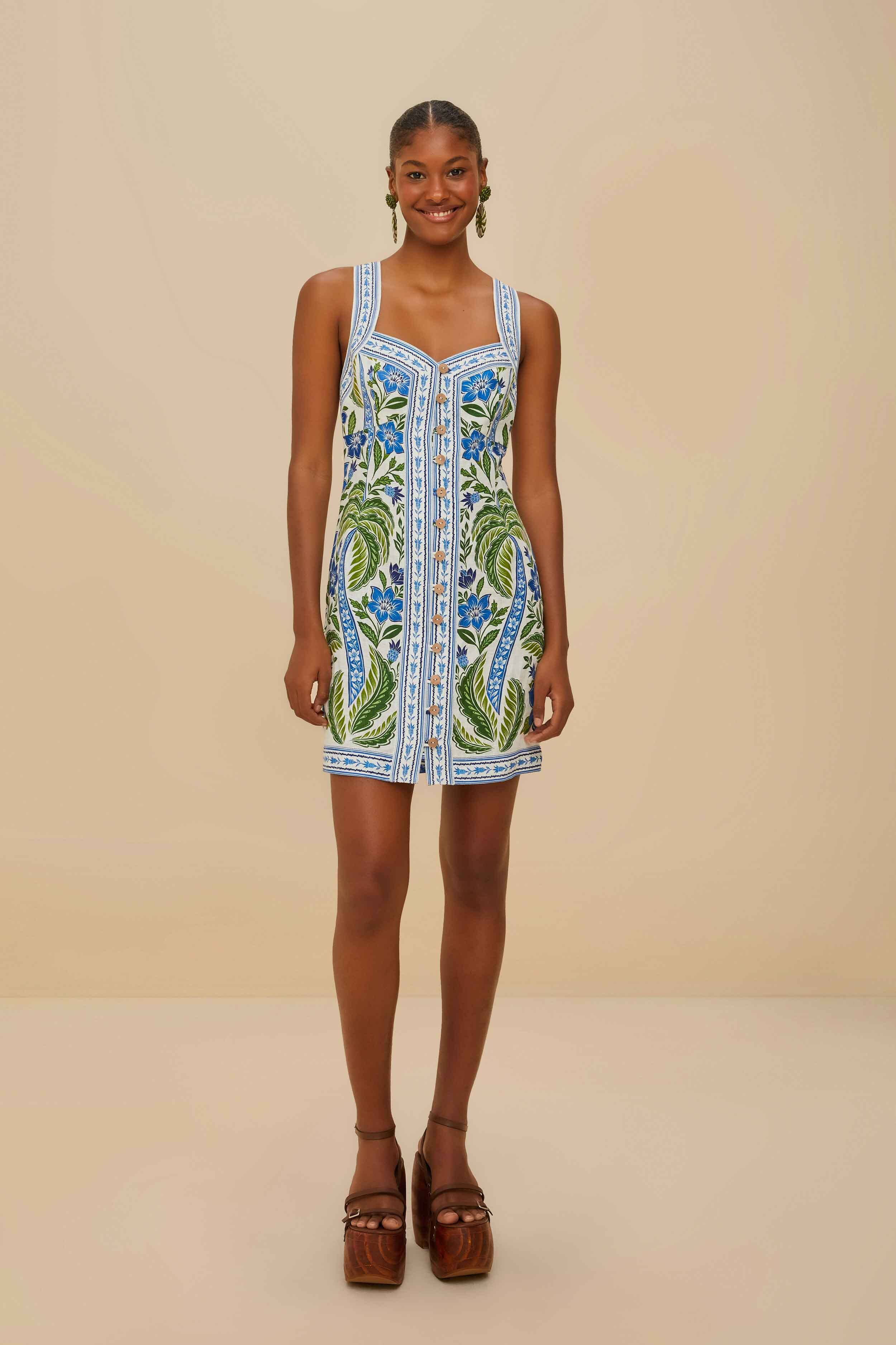 Off-White Tropicance Porcelain Garden Euroflax™ Premium Linen Mini Dre – FARM Rio